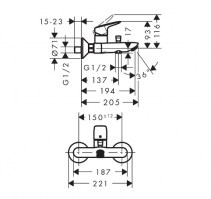 MONOMANDO BAÑERA LOGIS HANSGROHE